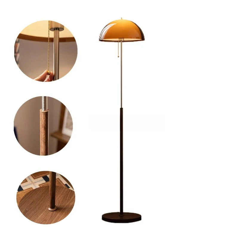 

Modern Light Emitting Diode Mushroom Wooden Metal Floor Lamp Living Room Bedroom Sofa Side Sunset Atmosphere