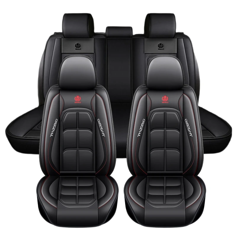 

5-Seat Full Set Luxury PU Leather Seat Covers with Foam Padding for Front & Rear Seats, Wear-resistant Car Seat Protection Cover