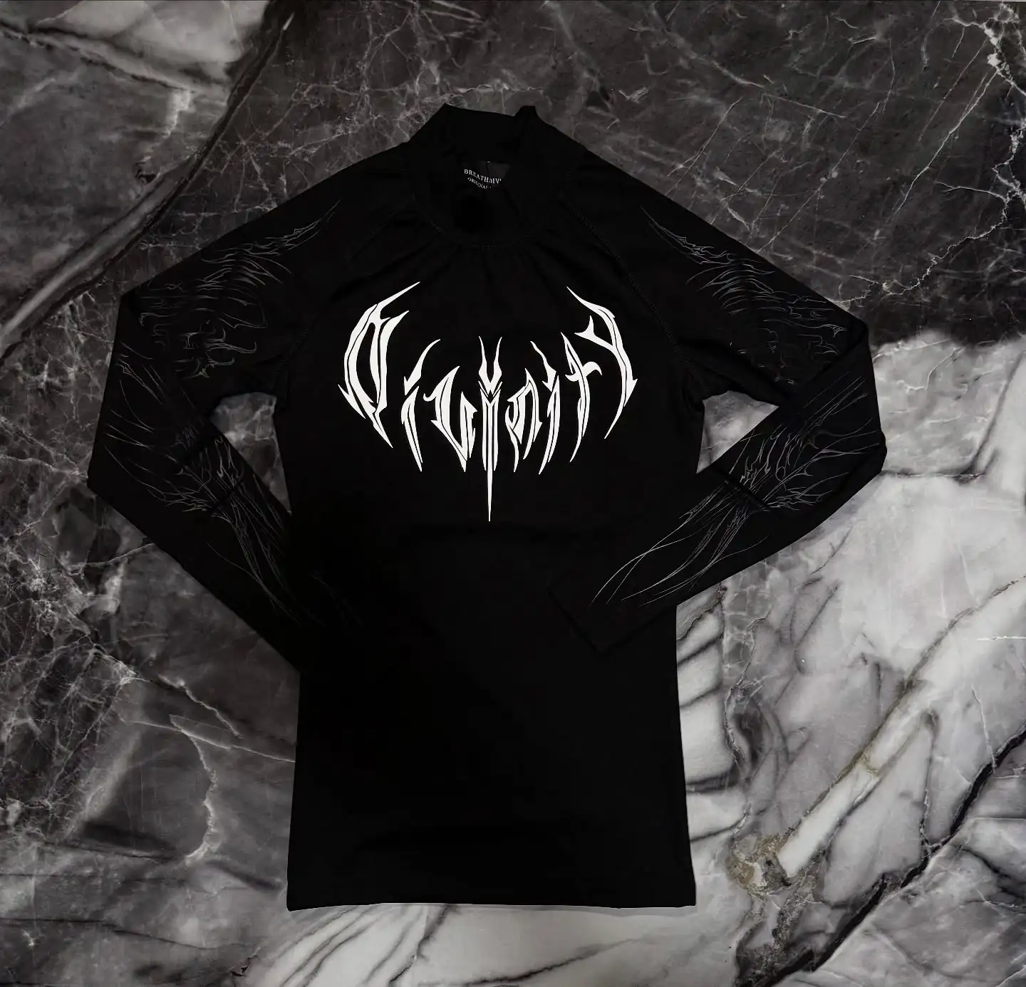 

New Gothic Dark Graphic t shirts Tight Fit High Elasticity Sportwear Quick Drying Gym Popular Long Sleeve Gym Men Clothing