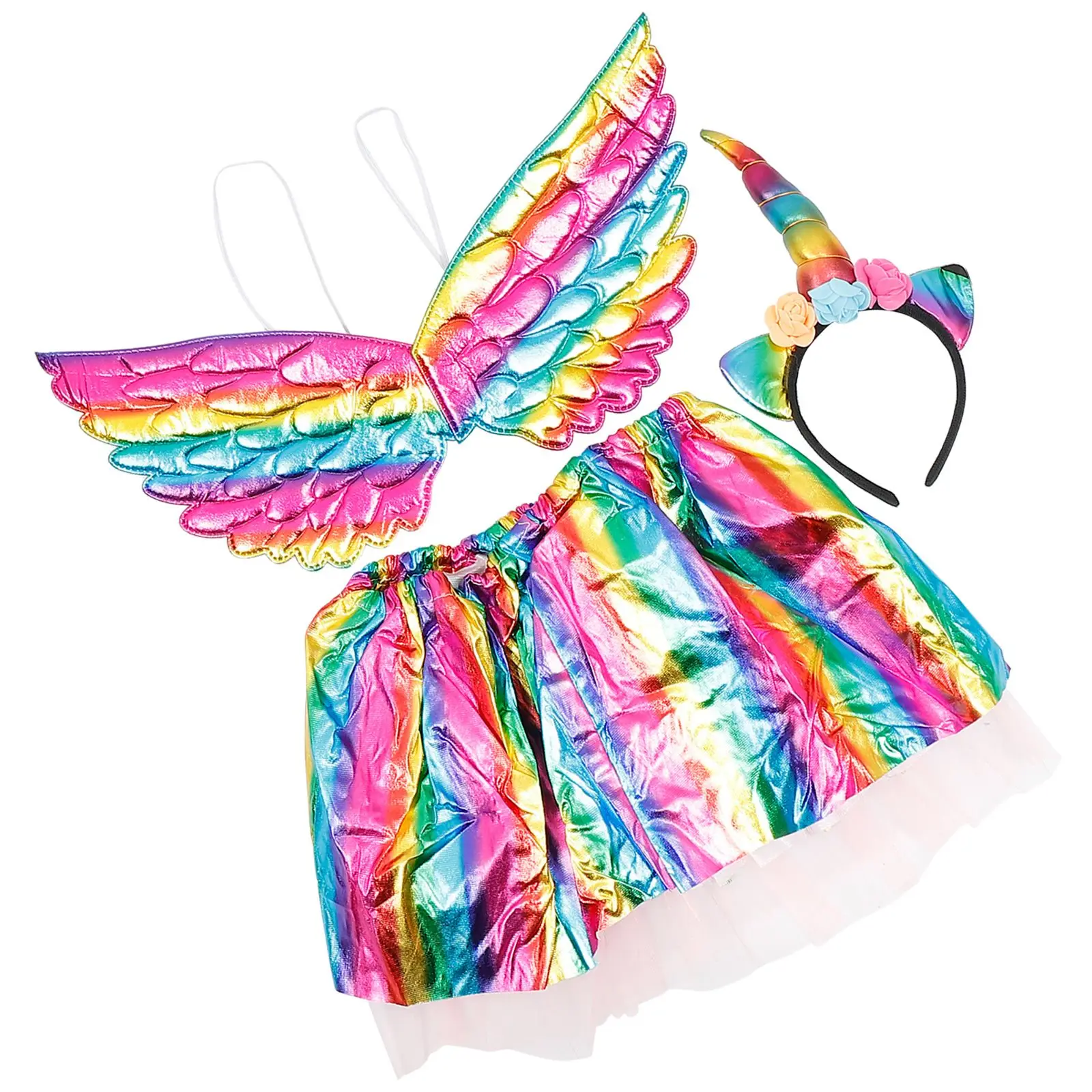

Unicorn Headband Wing Mesh Skirt Set Kids Stage Performance Costume Party Dress Up Costumes Ballet Dance Class Shows Plays Daily
