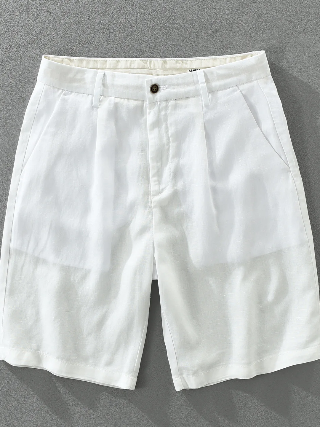 

Linen Men's Shorts Summer Thin Vintage Beach Pants Five-Quarter Length Casual Loose Fit Straight Leg Button Waist