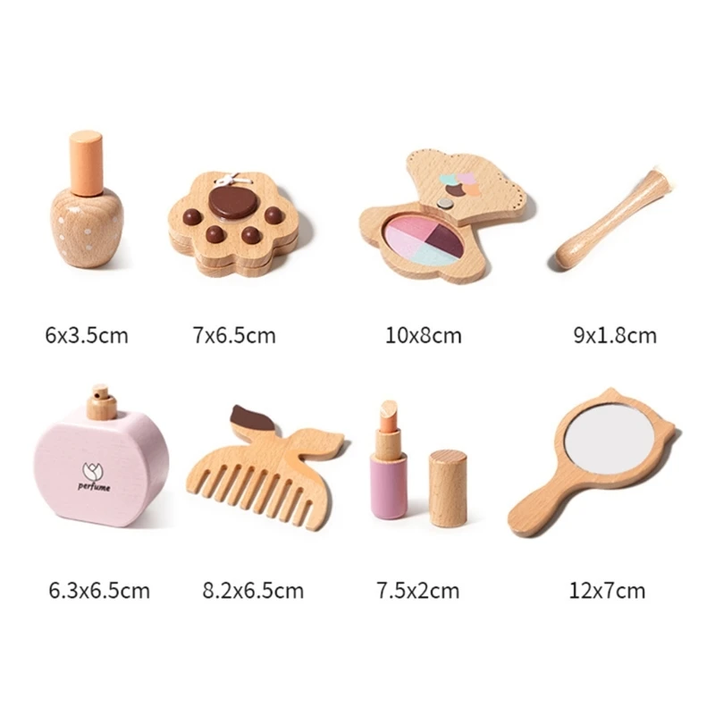 Set trucco in legno Fare giocattolo giocate con bellezza cosmetica creativa per rossetto non funzionale per per