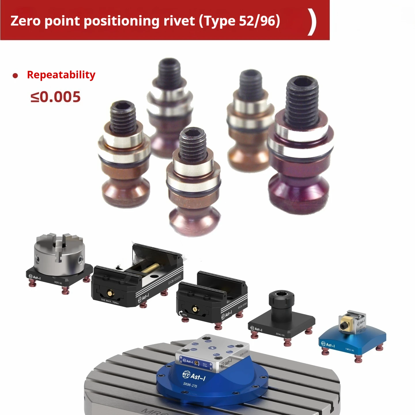

Зажимной штифт с нулевой точкой фиксации LD1620, универсальный четырехосевой тип, надежно фиксирует 52 и 96 типов быстросменных позиционирующих зажимных штифтов 1216.