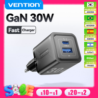 Vention GaN 30W Fast Charger for iPhone 16 15 14 13 12 PD3.0 Charger for iPad Pro Xiaomi Samsung USB Type C Mobile Phone Charger