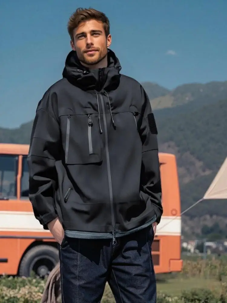 

Men's Waterproof Windbreaker Jacket Lightweight Outer Hooded Outdoor Raincoat Hiking Windproof Jacket Climbing Outdoor Jackets
