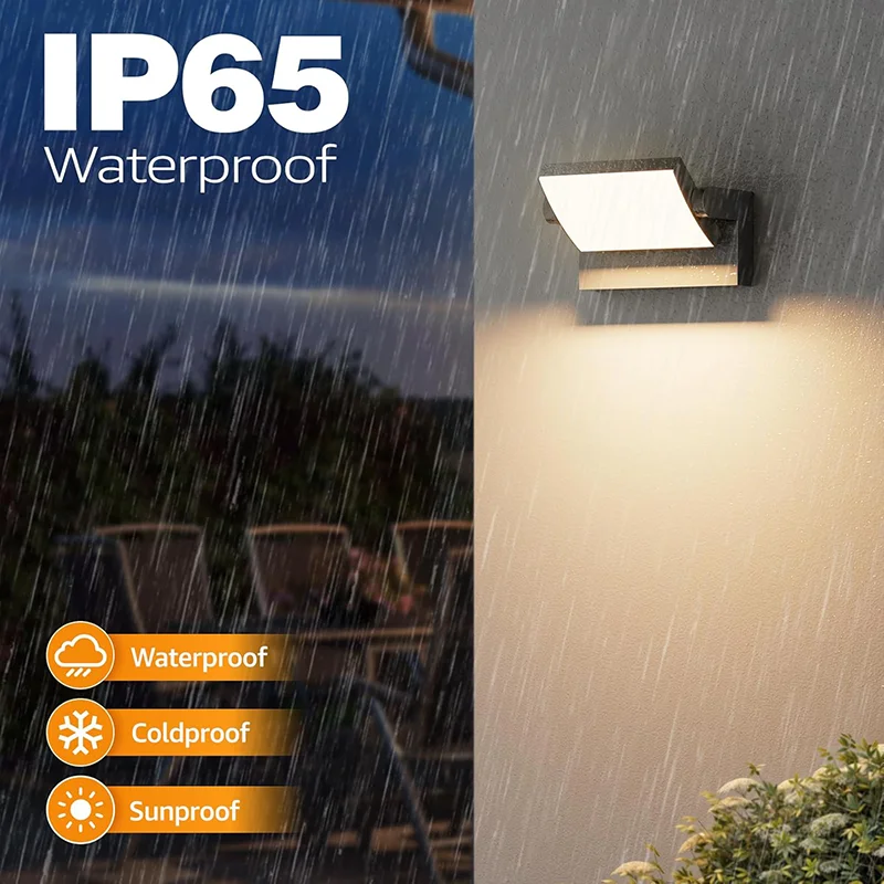 

Современные уличные водонепроницаемые настенные светильники IP65 24W черные LED 360° ° Регулируемый настенный светильник для освещения крыльца, двора, проходов