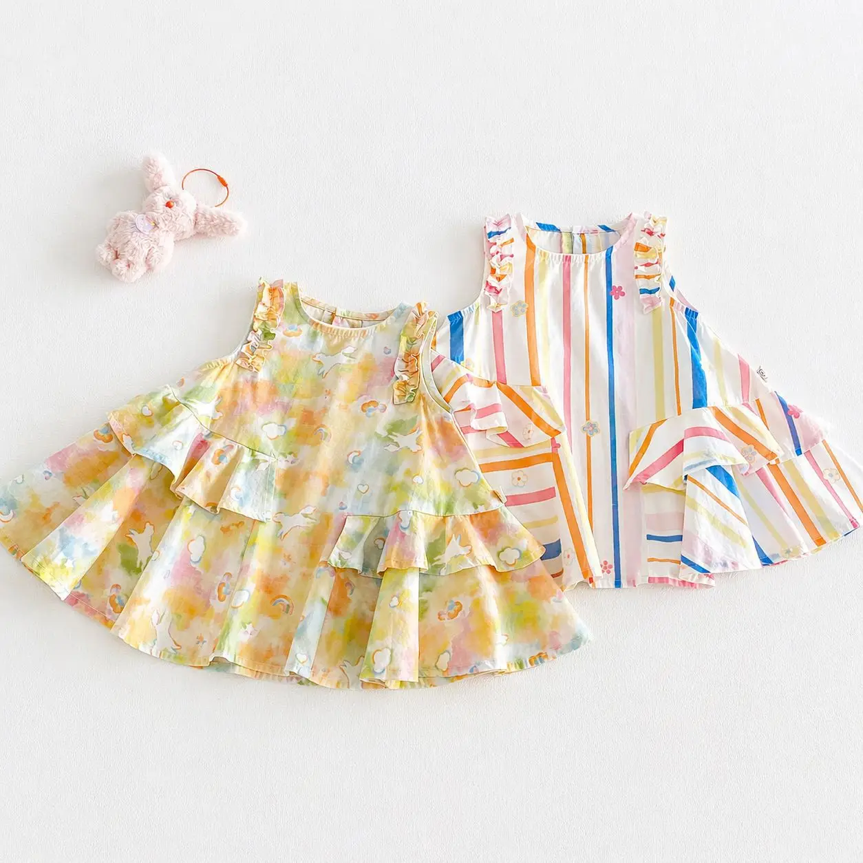 Girl's Design Princess Dress 2026 New Summer Baby Print Bunny Dress Children's Summer Dress Thin