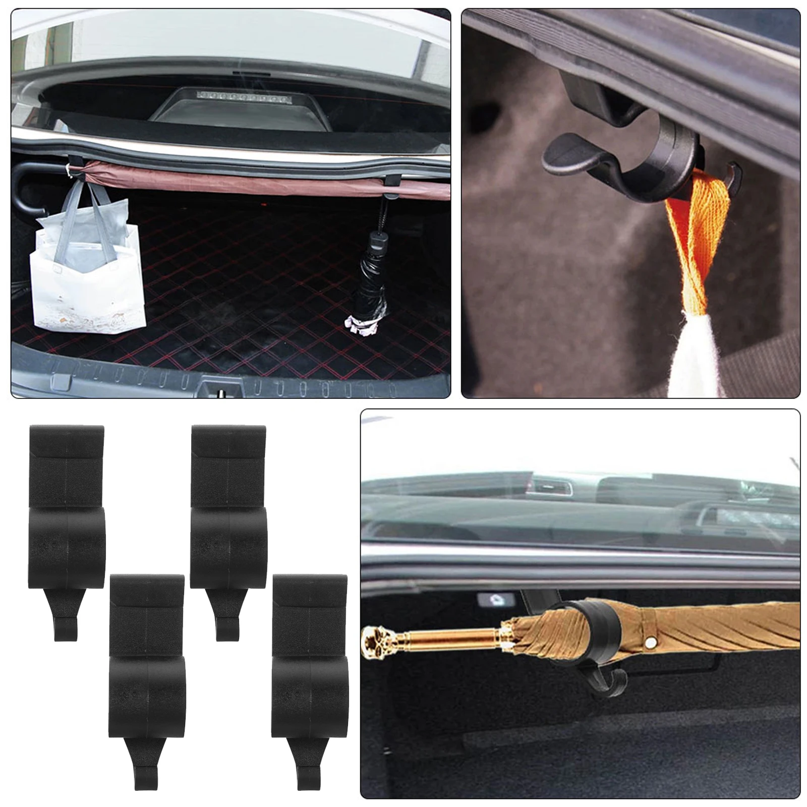 

4Pcs Car Towel Hook Umbrella Rack for Trunk Heavy Duty Storage Holder Simple Elegant Design Auto Organizer Bracket