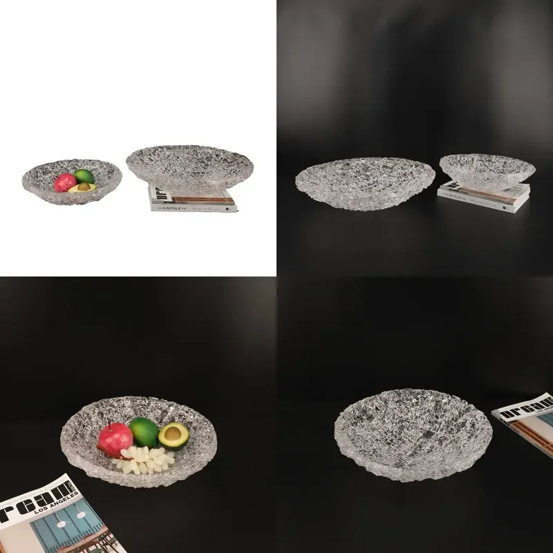 for European Creative Transparent Glacier Pattern Crystal Candy Tray Coffee Table Living Room Dining Room Model Room Home