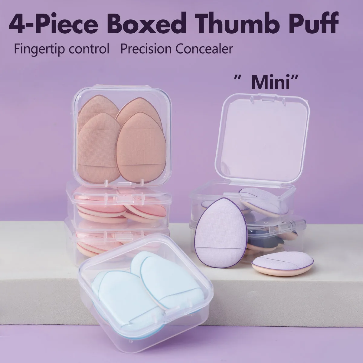 4 กล่อง Finger Powder Puff Thumb Air Cushion มินิแต่งหน้าฟองน้ํา Wet & Dry ปลายนิ้วแป้งพัฟ