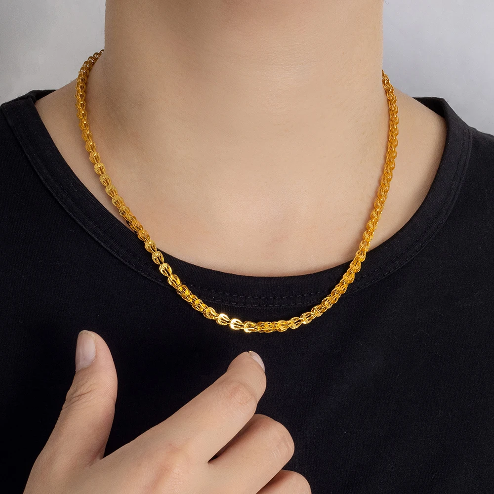 Fashion Collarbone Chain Gold Twist Chain Necklace Women Dainty Woven Rope Link Choker  925 Sterling Silver Jewelry Gift Trendy