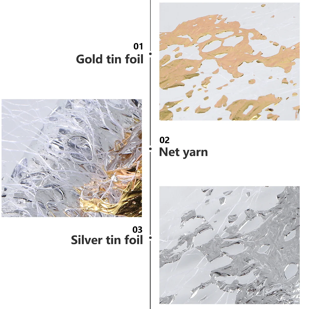 

1 Box Silver and Gold Foil Gauze Nail Art Supplies DIY Decoration for Natural Artificial Nails Fine Craftsmanship Manicure