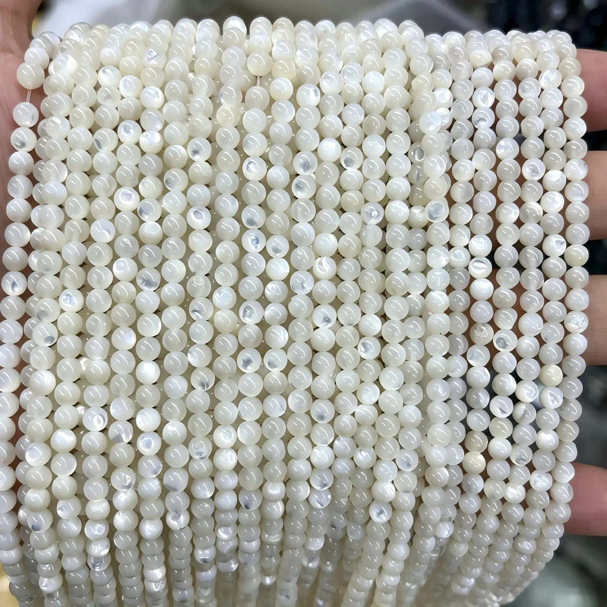 2 3 4 mm natürliche weiße Perlmuttperlen, runde lose Abstandshalterperlen für die Schmuckherstellung, DIY-Armband- und Halskettenzubehör, 15" – Detail 3