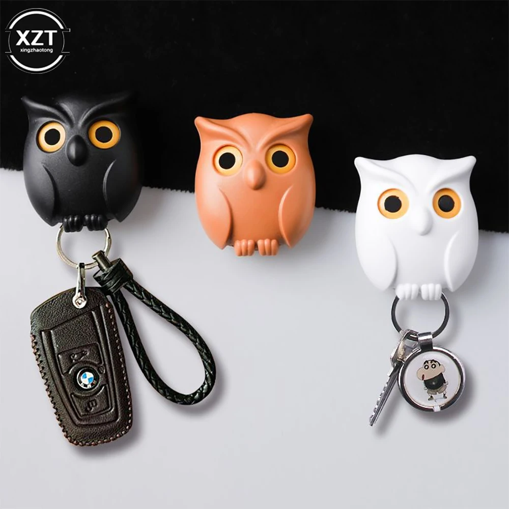 Magnetic Owl Key Holders Self Adhesive Magnets Hold Keychain Key Hanger Hooks Will Open Eyes Home Wall Decorative Hooks