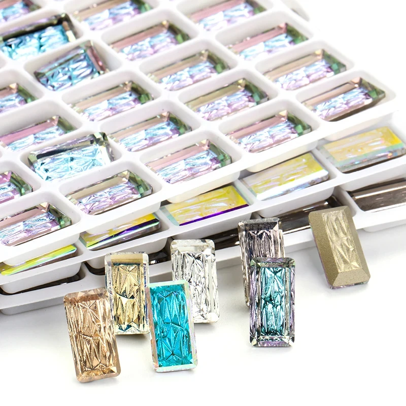 10x20mm Rectangle Glass Rhinestones High Quality Gemstones Glitter Crystals For Clothes Crafts Decoration Flatback Accessories