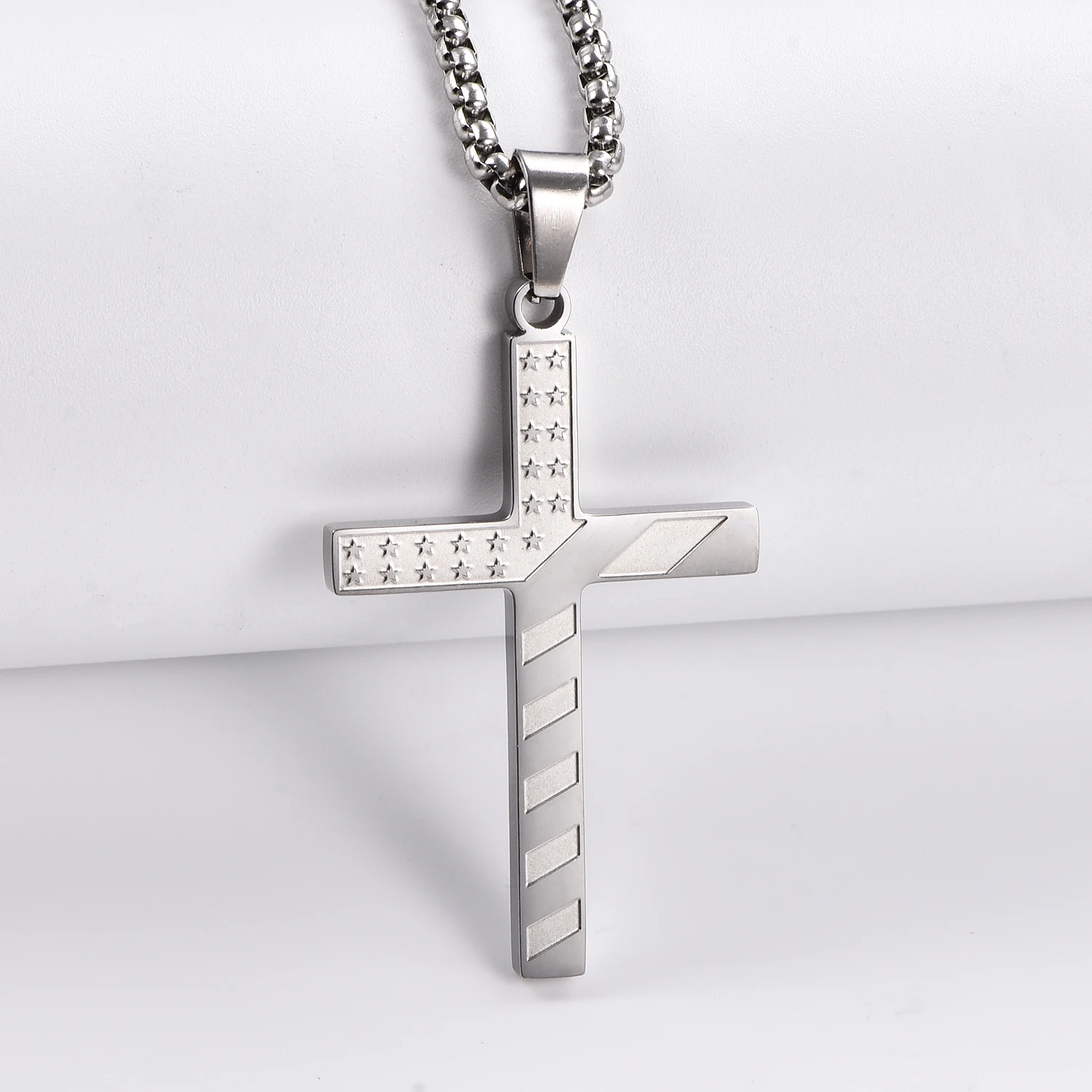 قلادة متقاطعة للنساء والرجال في الولايات المتحدة الأمريكية، لافتة متدلية على شكل نجمة من الفولاذ المقاوم للصدأ باللون الذهبي، مجوهرات يوم الاستقلال الأمريكي #6