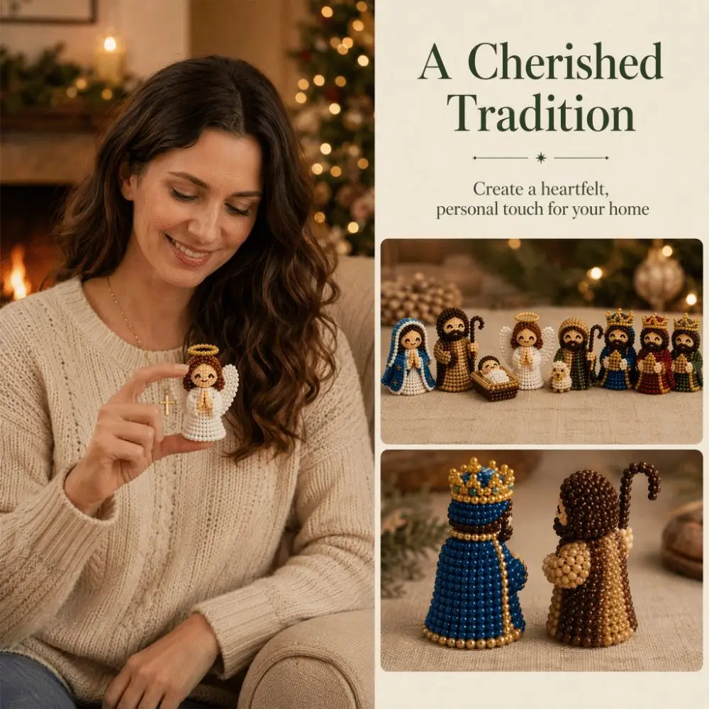 Christmas Theme 3D Beaded Craft Kit Creative Beadwork with Instructions Beaded Art Set Handmade Craft Kit for Beginners