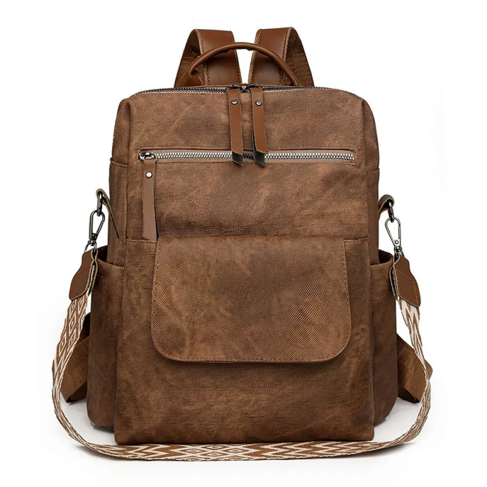 Modern Women Backpack Waterproof Travel Rucksack Casual Leather School Bag Fashion Soft Shoulder Daypack Daily Satchel Purse