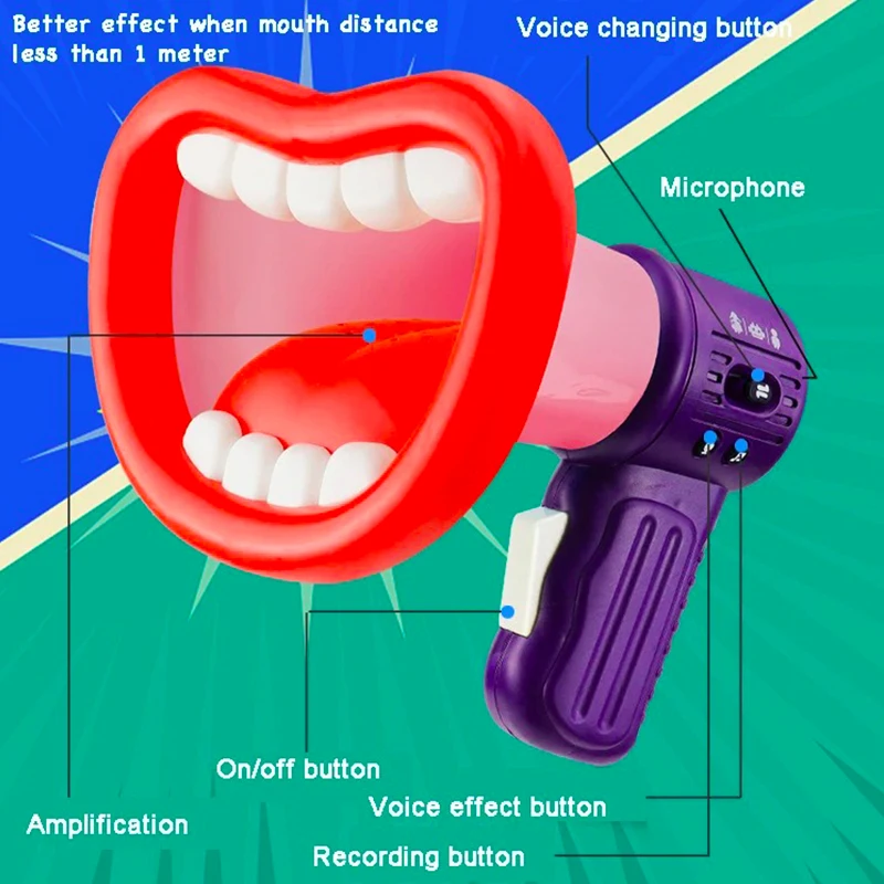 Cambia voce per bambini Bocca grande Altoparlante per bambini Microfono portatile Giocattoli vocali Cambia voce per bambini Nuovo divertente giocattolo di registrazione con megafono