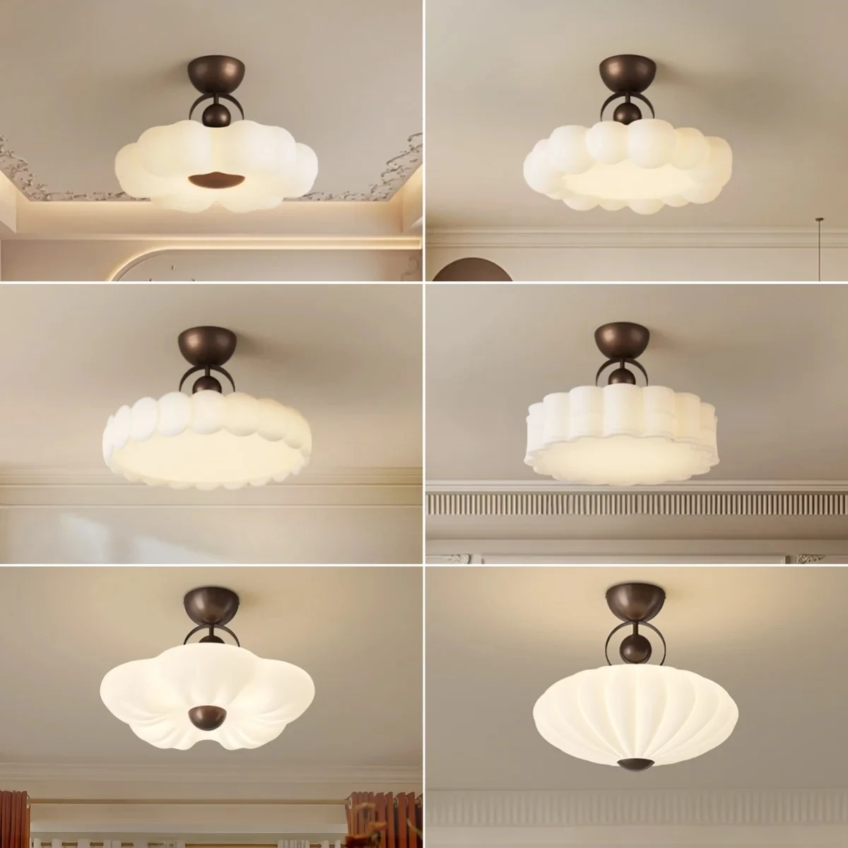 Northern Europe Cream Postmodern Style LED Bedroom Ceiling Lamp Retro Living Room Lamp Study Lamp Princess Designer Lighting