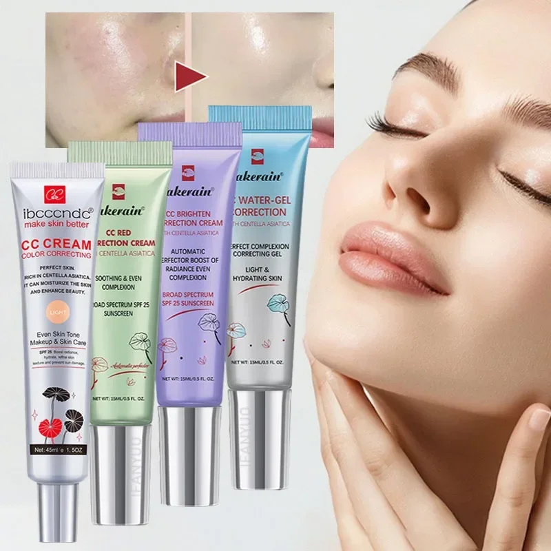 Correcting CC Cream Moisturizing Waterproof Brighten Skin Tone Anti-sweat Makeup Before Concealer Face Foundation Makeup Base