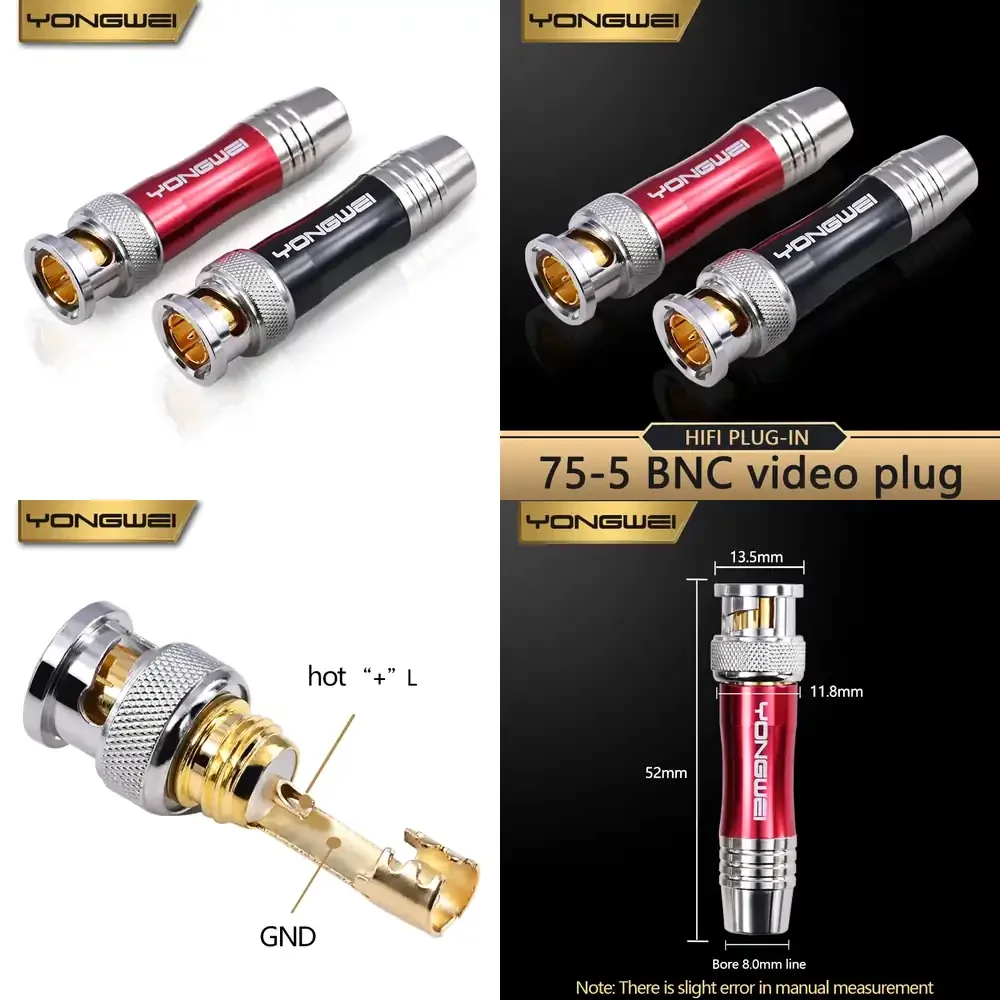 YONGWEI 75 Ohm Gold Plated HD BNC Plug Q9 for HD-SDI Audio Video Cable Connector Surveillance Security CCTV Feeder Line 50Ω