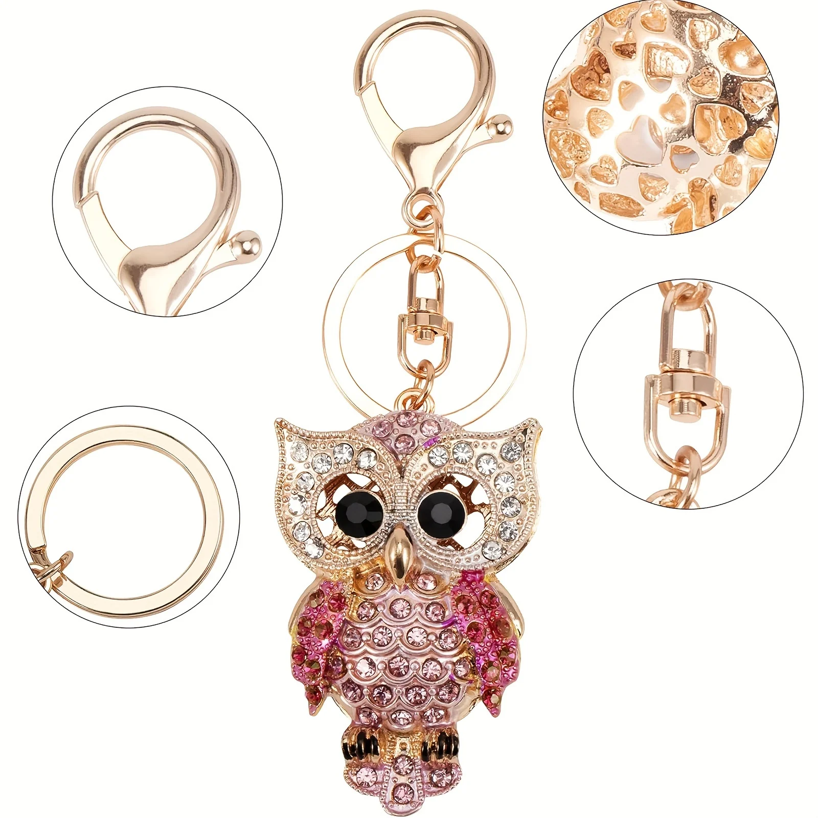 Glitter Owl Keychain for Car Keys,Wallet, Crystal Rhinestones Keychain Accessories,Great Gift for Women Girls.