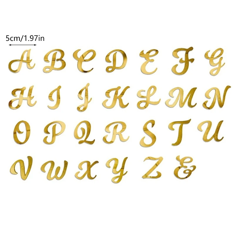 26Pcs Gold Acrylic Cake Toppers, Mirrored Gold Letters A Picks for Custom Name Cake Decorations