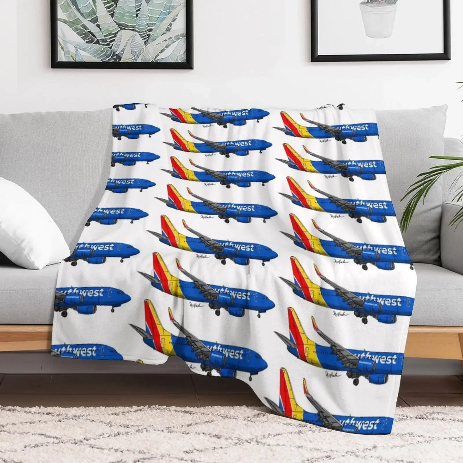 

Being 737 Southwest Throw Blanket Bed linens Plaid on the sofa Blankets Weighted Loose Hairys Blankets