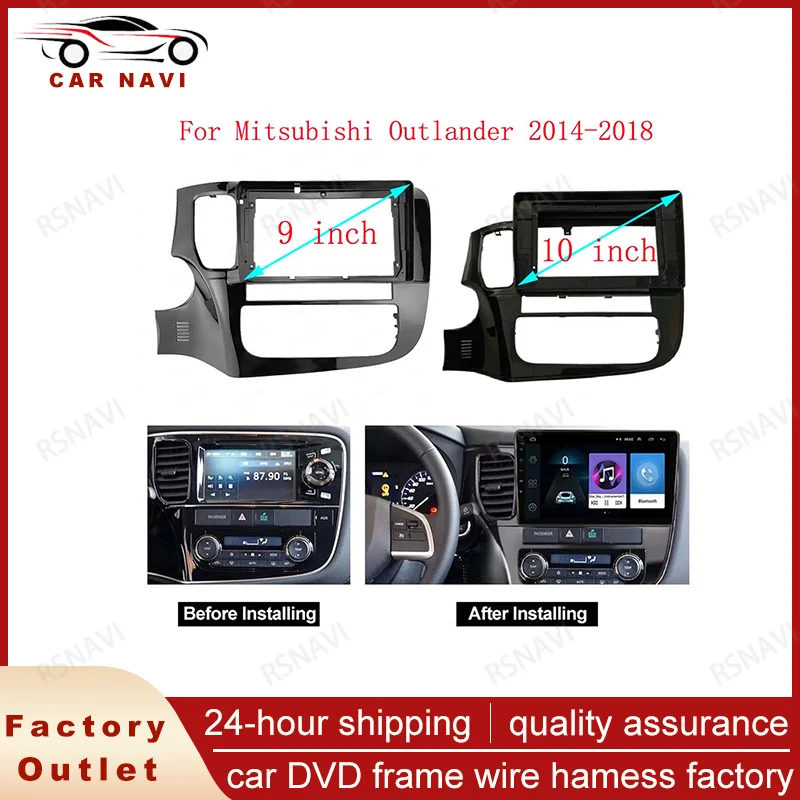 RSNAVI  9 or 10.1 Inch Car Radio DVD Mp4 Gps Facias Panel Frame Dashboard for Mitsubishi Outlander LHD 2014-2018 2 Din