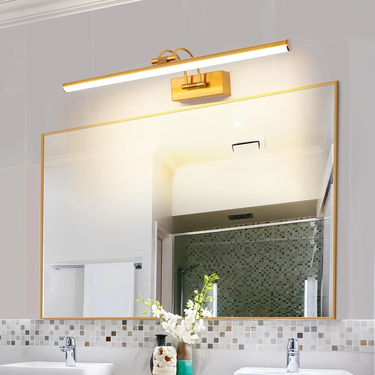 Modern Gold 23.6-Inch (60cm) LED Bathroom Vanity Light, Adjustable Rotatable Mirror Front Lamp - For Bathroom/Vanity