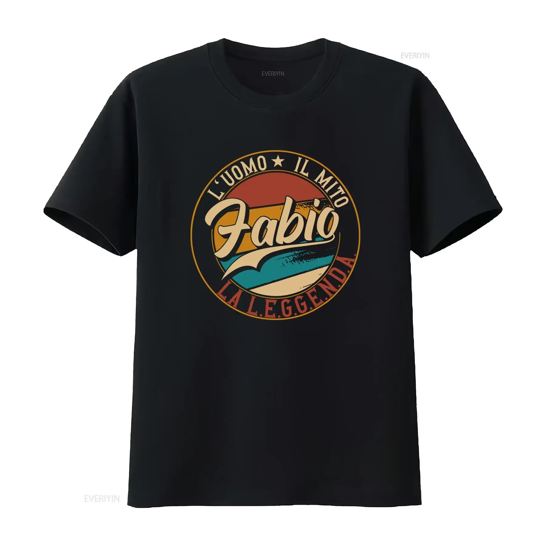 T shirt da uomo con stampa sulla schiena Fabio The For Man Myth Ispirazione retrò italiana girocollo casual vestibilità Casual