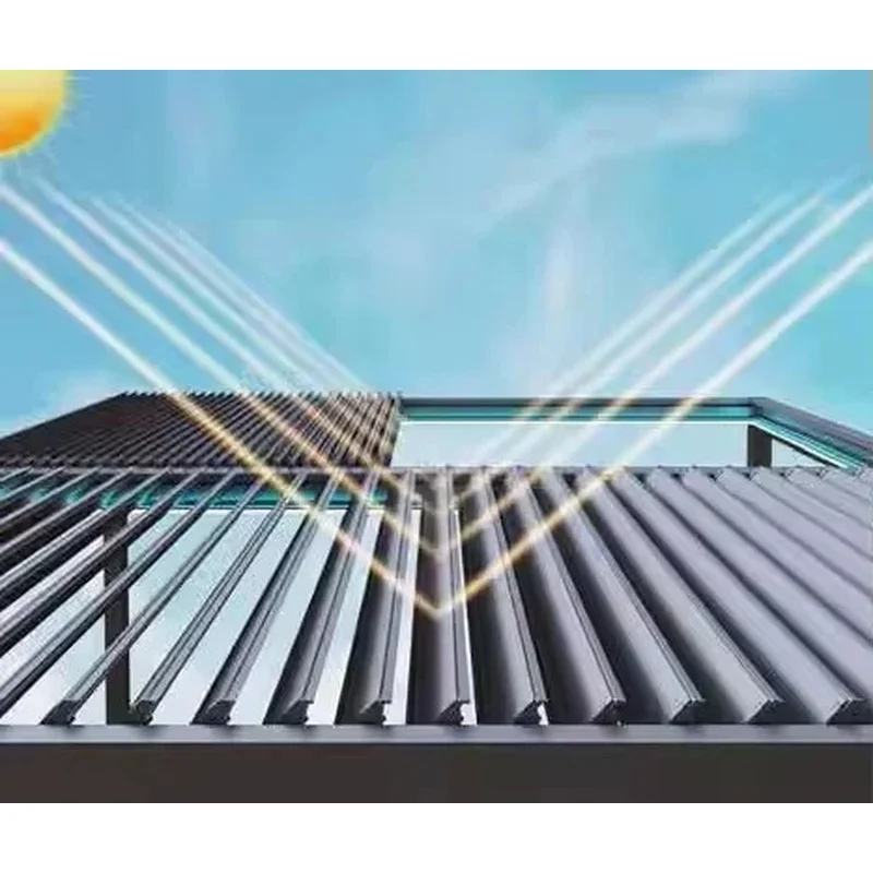 Custom Size Outdoor Aluminum Louver Pergola Motorized Bioclimatic Balcony Gazebo Garden Buildings IP65 Waterproof Windproof