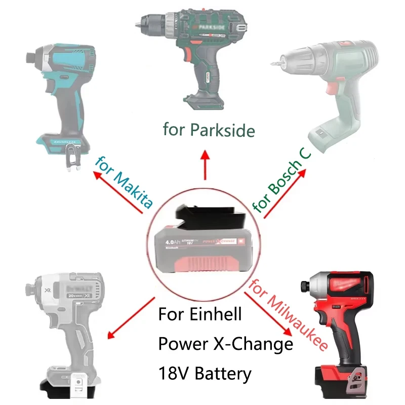 Battery Adapter For Einhell Power X-Change 18V Converter to forDewalt/ Makita/ Milwaukee/Bosch/Parkside18V Power electric Tools