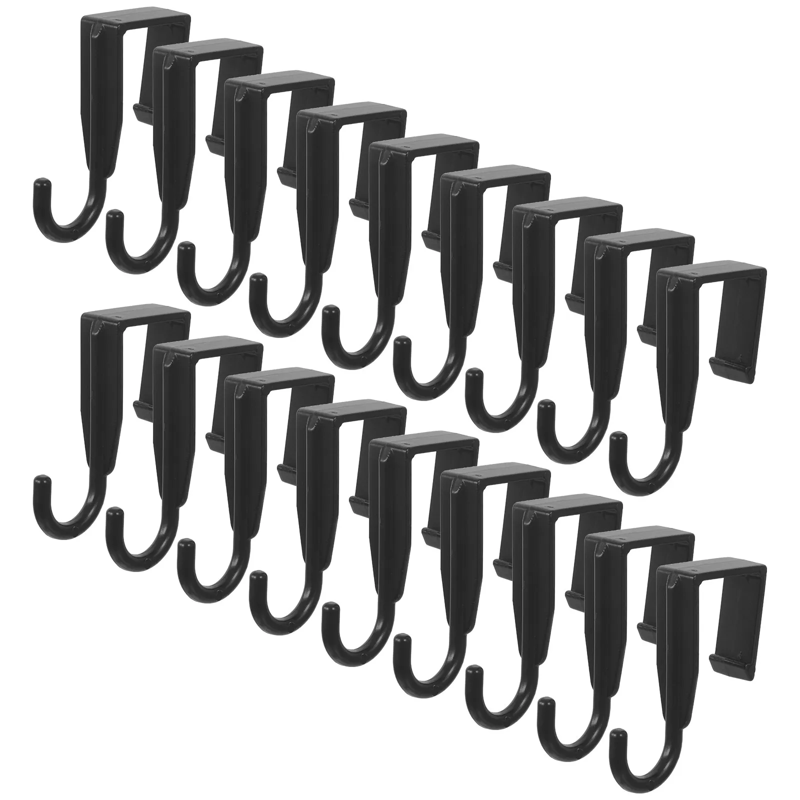 20Pcs Cubicle Hooks Black Plastic Clip on Office Divider Organizer Hangers for Bags Clothing Hats Space Saving Shelf Accessories