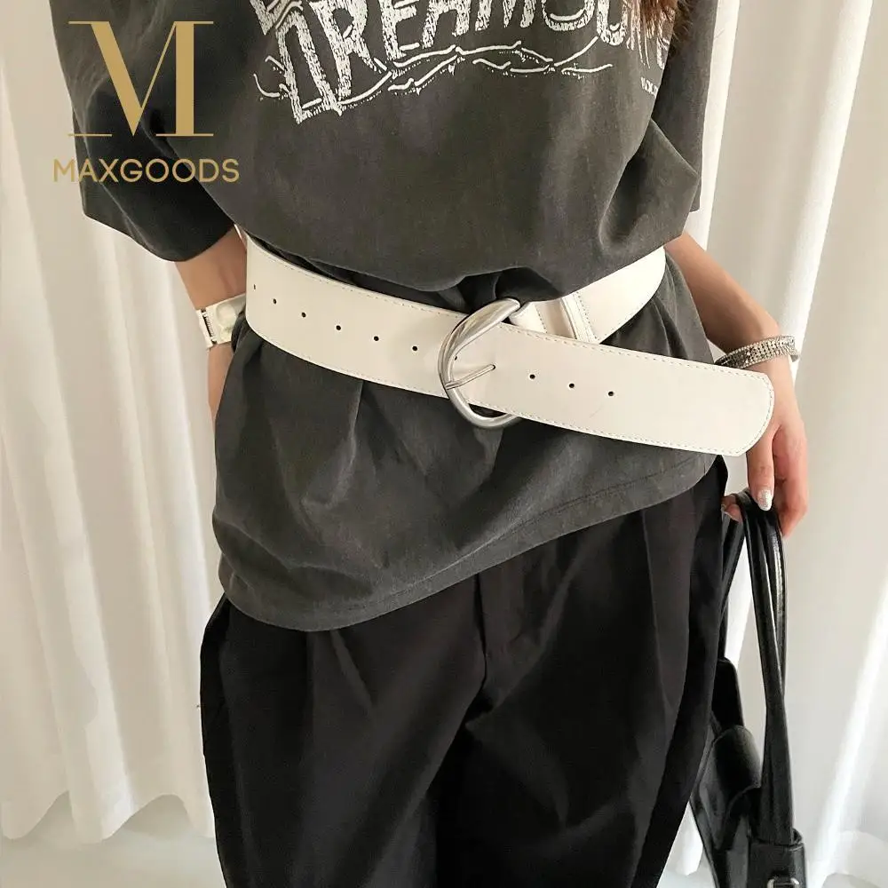 Retro verstellbarer breiter Gürtel Leder weiß Taillenmieder Taillengürtel Damen