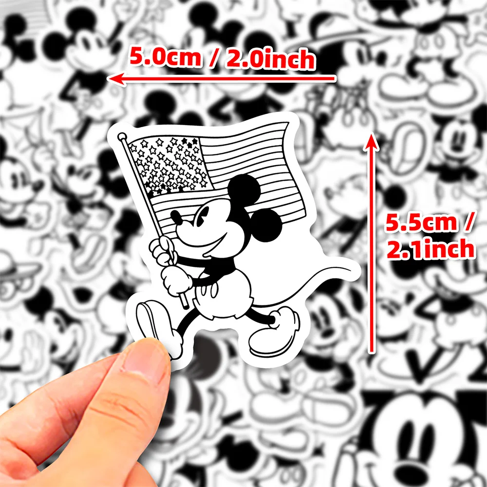 

10/30/50pcs Black White Disney Mickey Mouse Stickers Funny Cartoon Decals Notebook Phone Luggage Anime Sticker Decoration Gifts