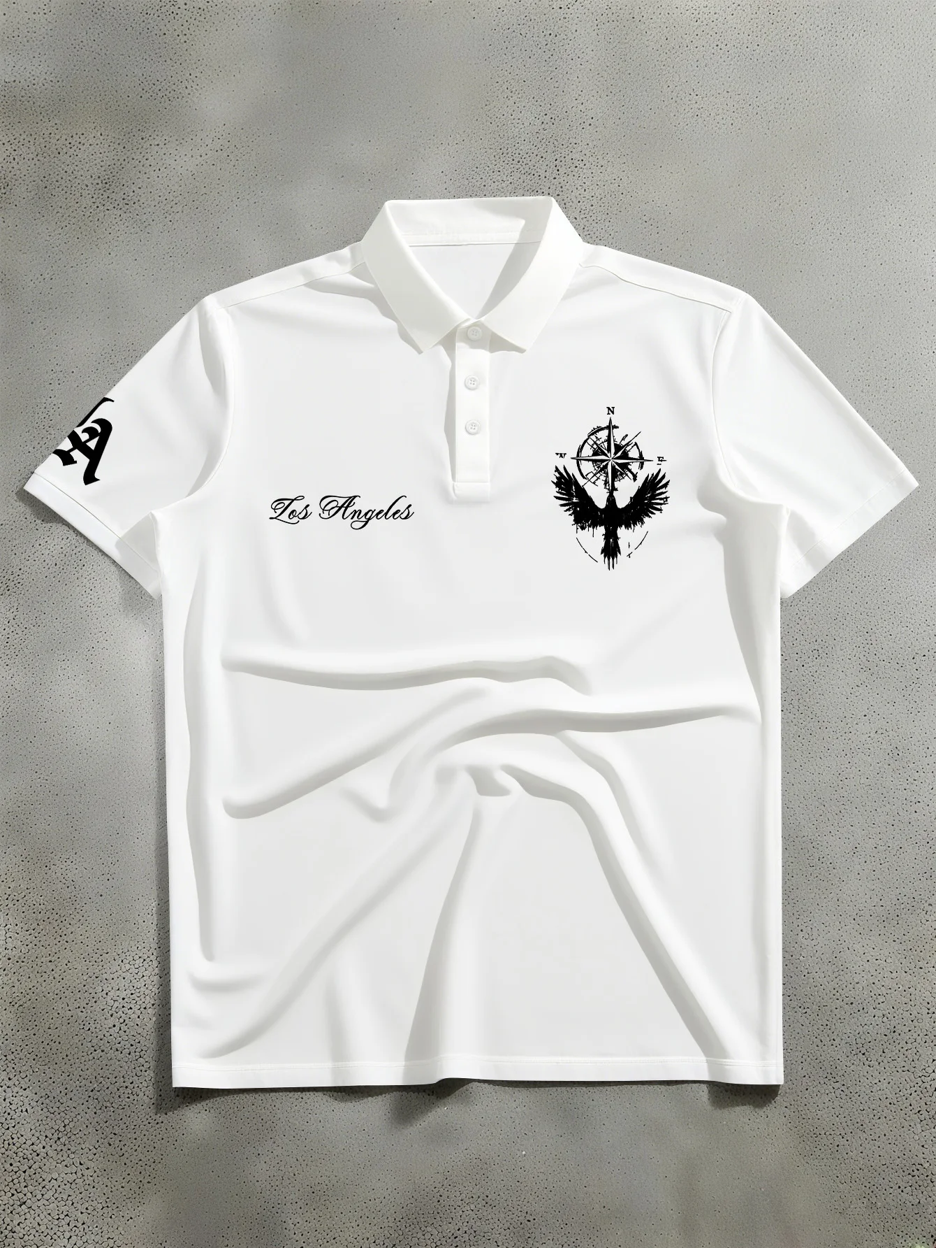 New men's short sleeved POLO, trendy retro handwritten letter printed POLO
