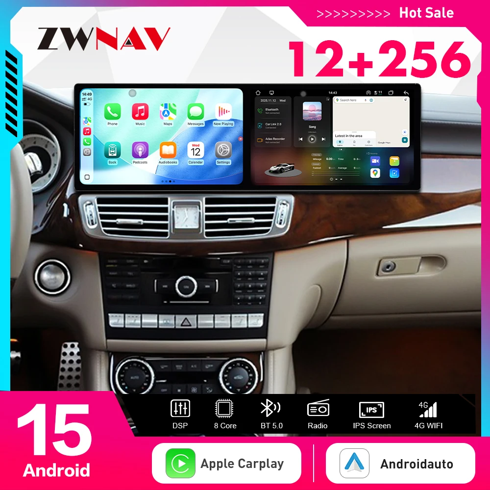 

Carplay Car Radio 18.2" Touch Screen For Mercedes-Benz CLS W218 2012-2015 Android 15 GPS Navigation Multimedia Player Head Unit