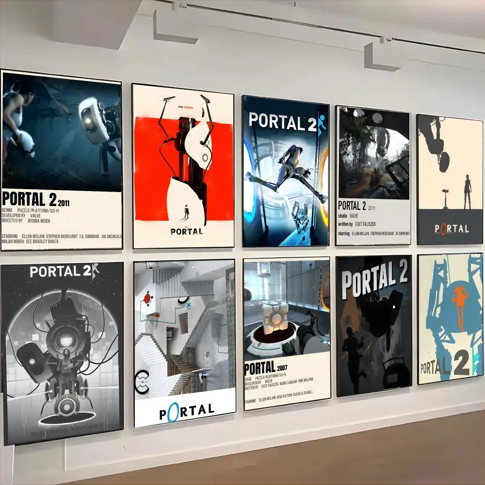Portal game trendy wall art Poster Advanced Aesthetic Self-adhesive Printing Paper Wall Art for Living Room Home Decor