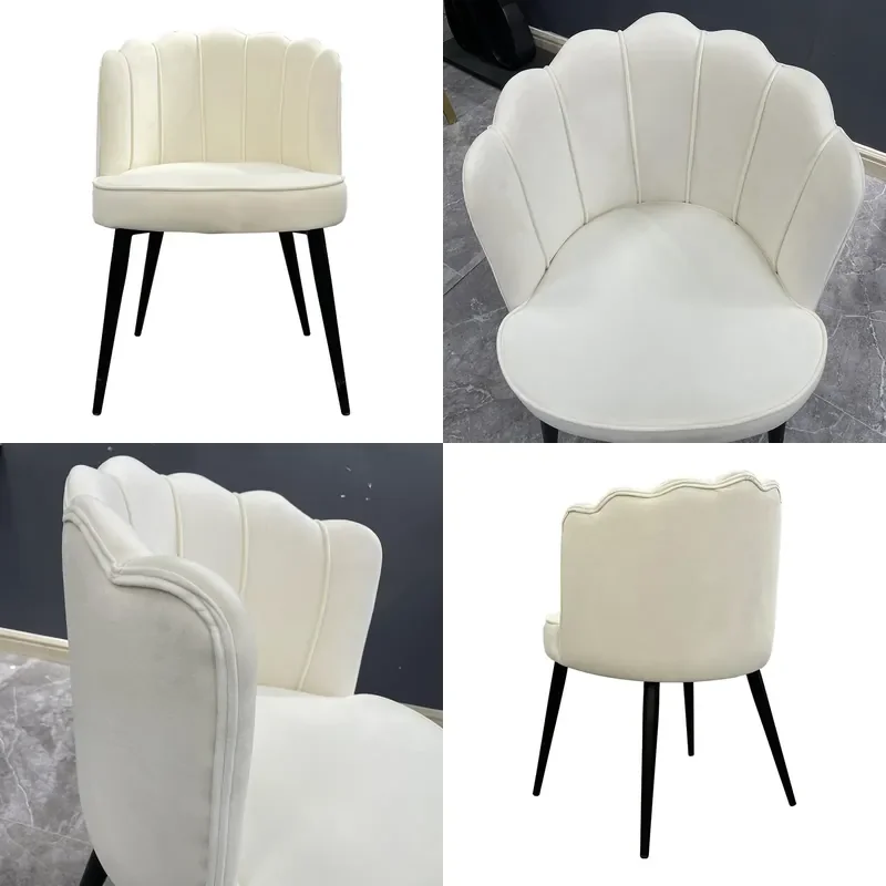 Direct Sales Batch Custom Iron Frame Flannel Makeup Chair for Home Dining Bedroom Back Chair Nail Art Dresser Stool
