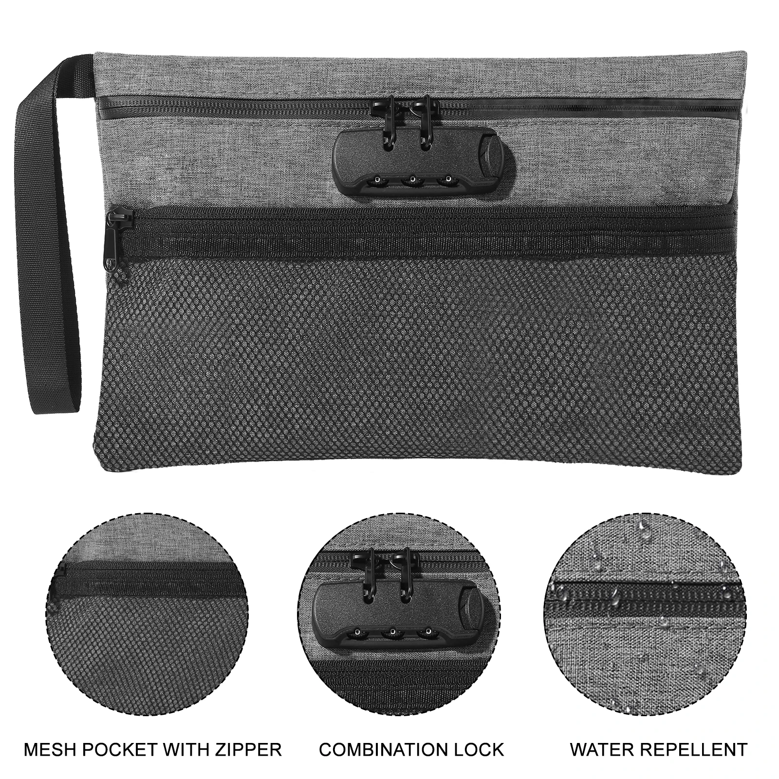 Smell Proof Pouch with Combination Lock Water Repellent Airtight
