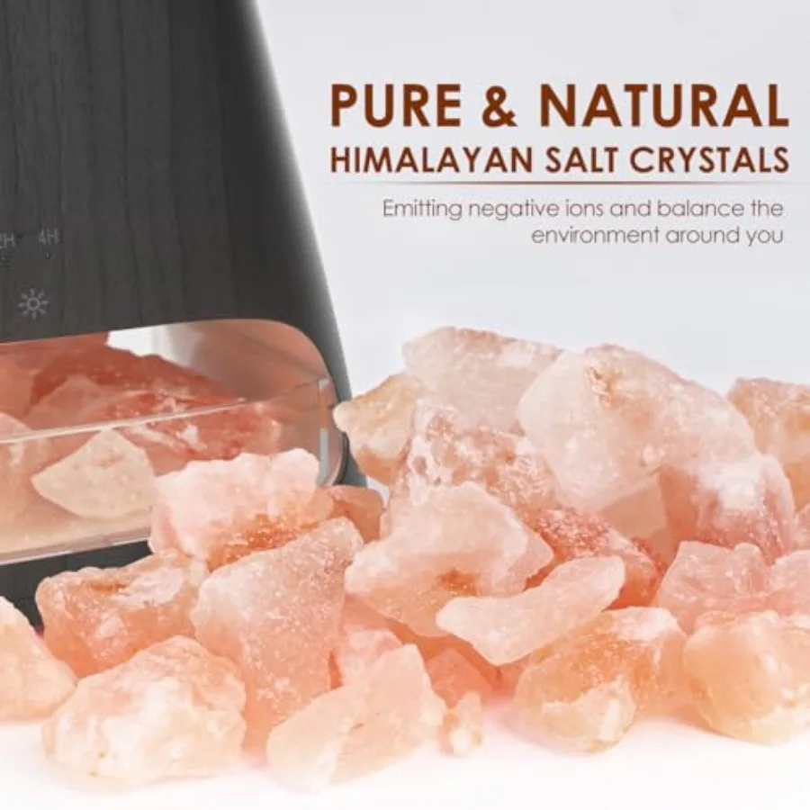 2-in-1 Himalayan Salt Lamp and Ultrasonic Essential Oil Diffuser Aromatherapy Diffuser Cool Mist Humidifier Salt Therapy Lamp A
