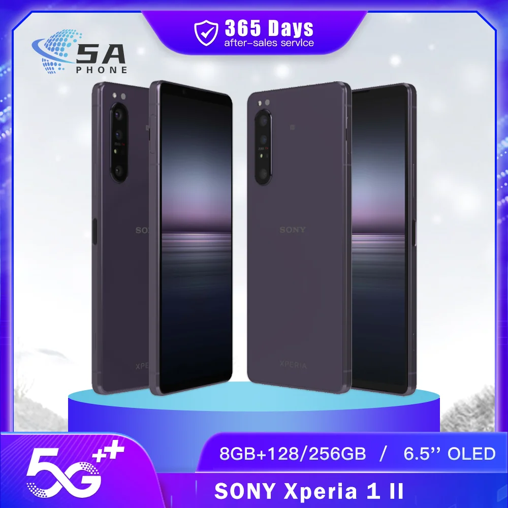 Original Sony Xperia 1 II 1ii XQ-AT51 XQ-AT52 5G Mobile Phone NFC 128GB/256GB 6.5'' 12MP+8MP Snapdragon 865 Octa Core SmartPhone