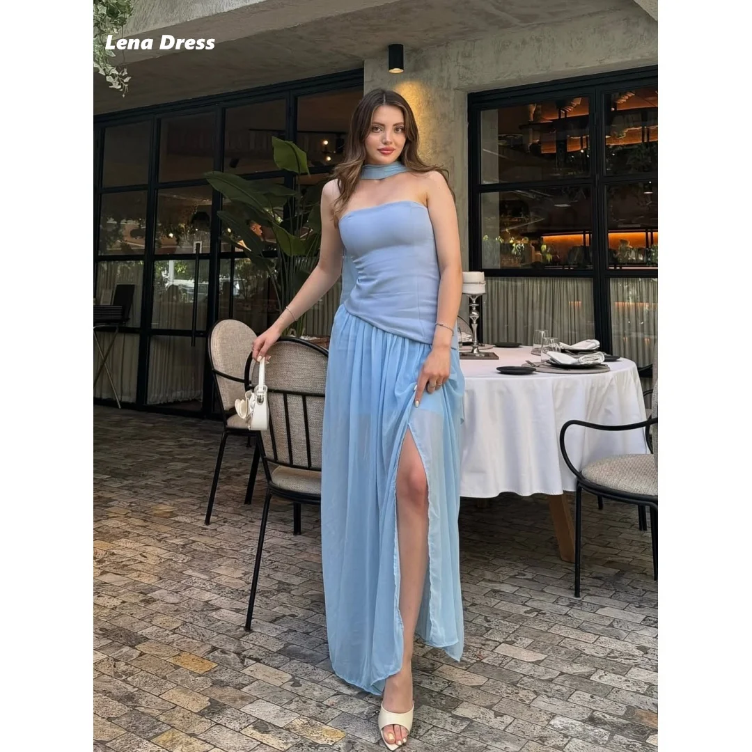 

Lena Chiffon Evening Dresses Woman Elegant Women's Dresses for Wedding Party Dresses Luxury 2025 Customized Sleeveless Shawl