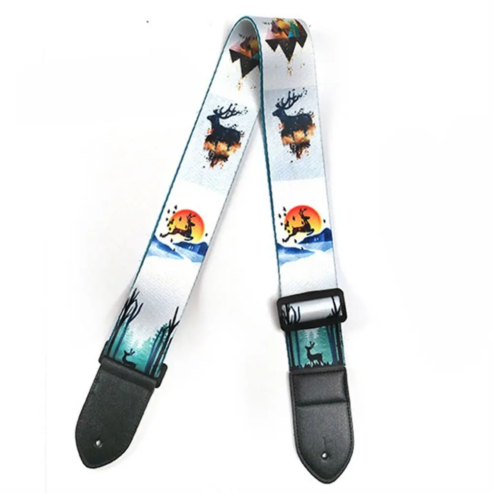 Adjustable Guitar Strap Extra Wide Music Hobby Electric Guitar Belt Color Print Cute Guitar Shoulder Strap Classical Bass