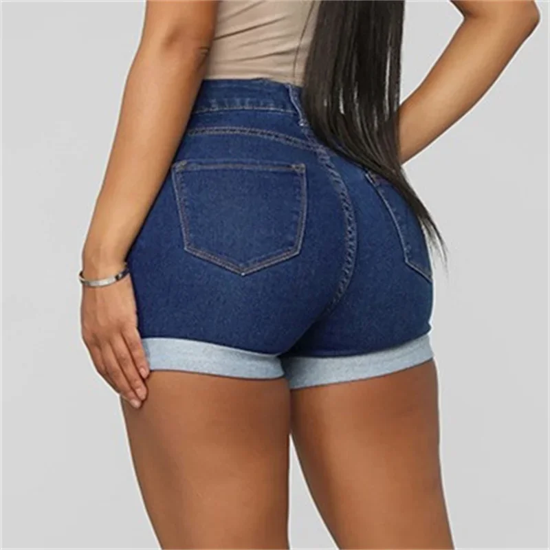 Short en Denim Décontracté pour Femme, Pantalon Trois Quarts, Slim, Taille Haute, à la Mode, Été