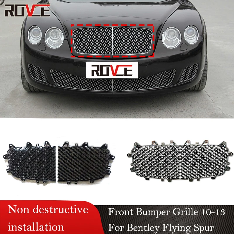 ROVCE Grille Grid Front Bumper Grille Protector For Bentley Gallop Flying Spur 2010-2013 3W0853683 3W0853684  Car Accessories