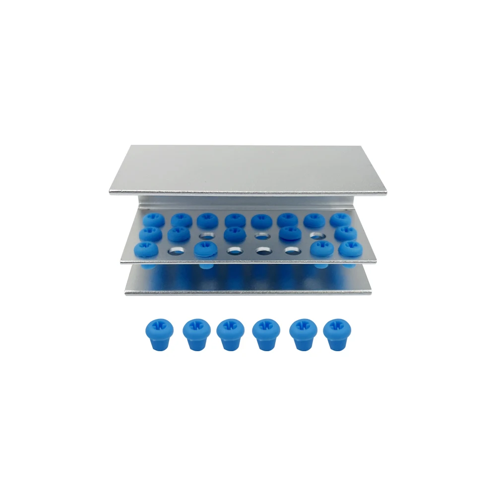 24 Holes Dental Bur Holder With Silicon Autoclave Sterilizer Case Endo File Disinfection Box Block Organizer For High/Low Speed