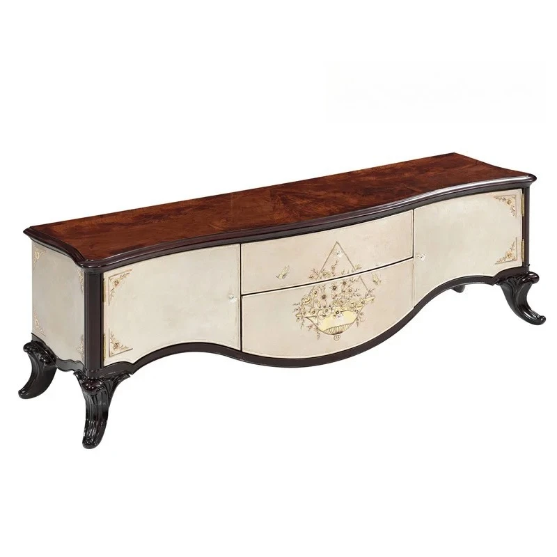 

Nordic medieval style solid wood painted storage cabinet villa home simple entrance decorative cabinet